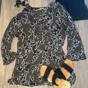 Olive green and Black Dress Shirt